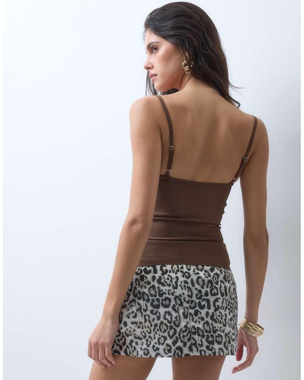ASOS Brown Bandage Angle Neck Line Top
