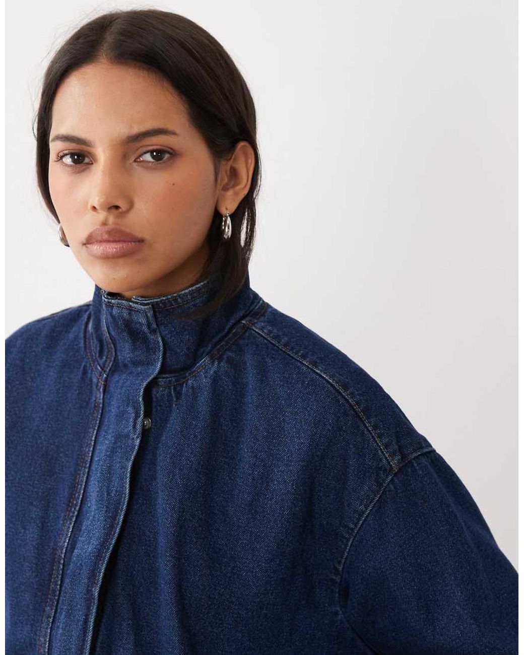 New Look Blue Funnel Neck Denim Jacket