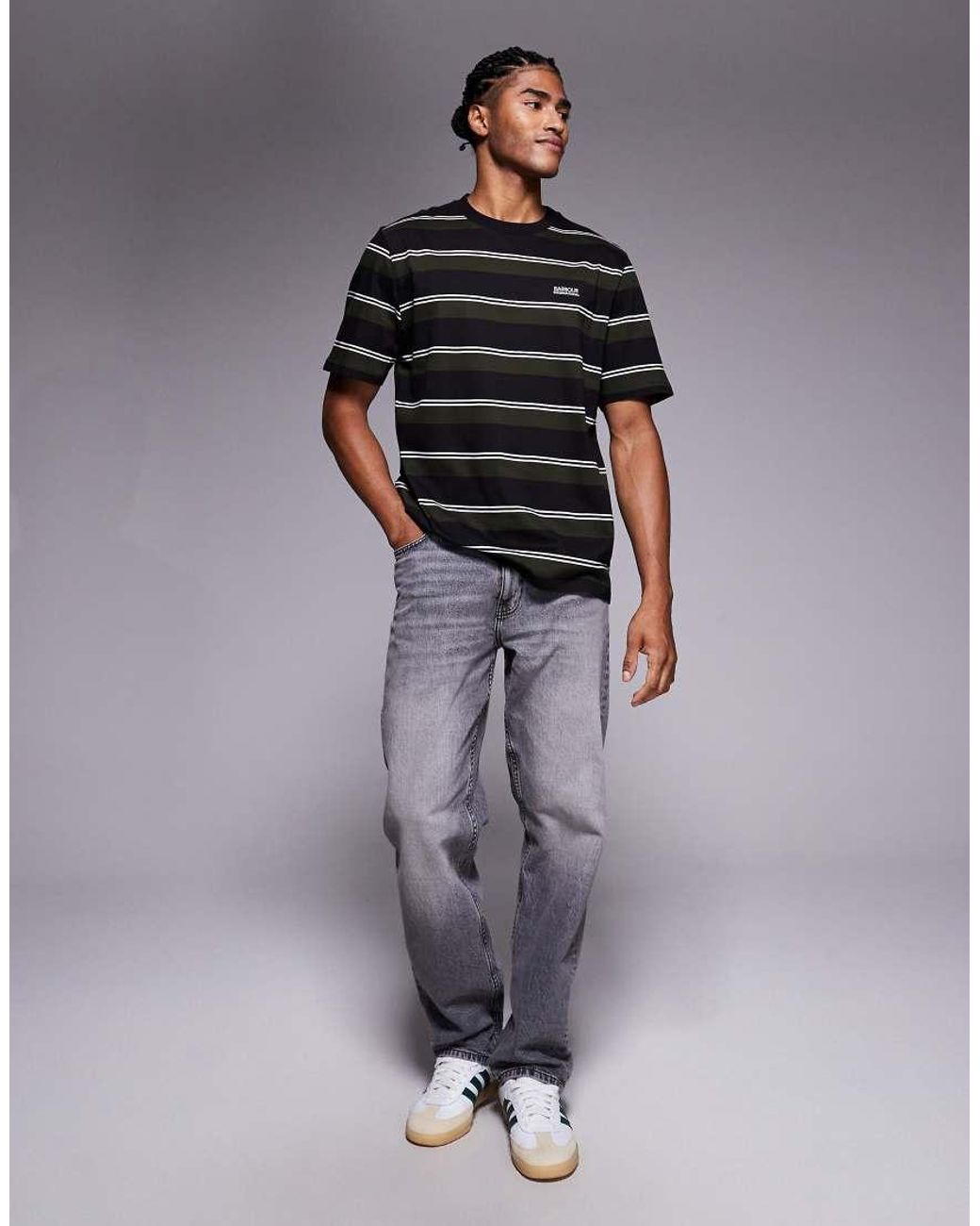 Barbour Black Bruce Striped T-shirt for men