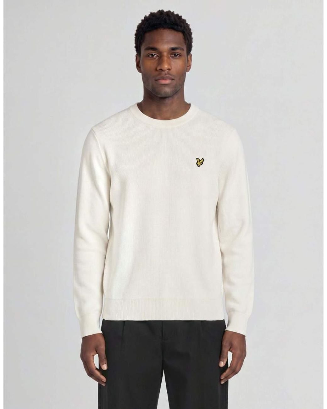 Lyle & Scott White Mid Knits Relaxed Uv Reactive Crew Neck Jumper for men