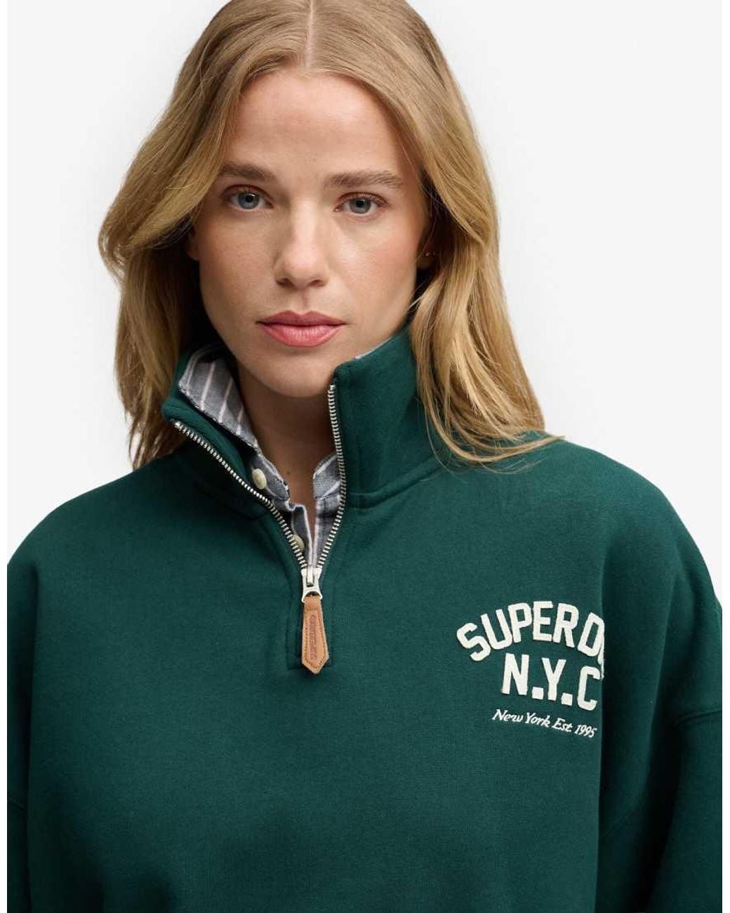 Superdry Green Country Club Appliqué Half Zip
