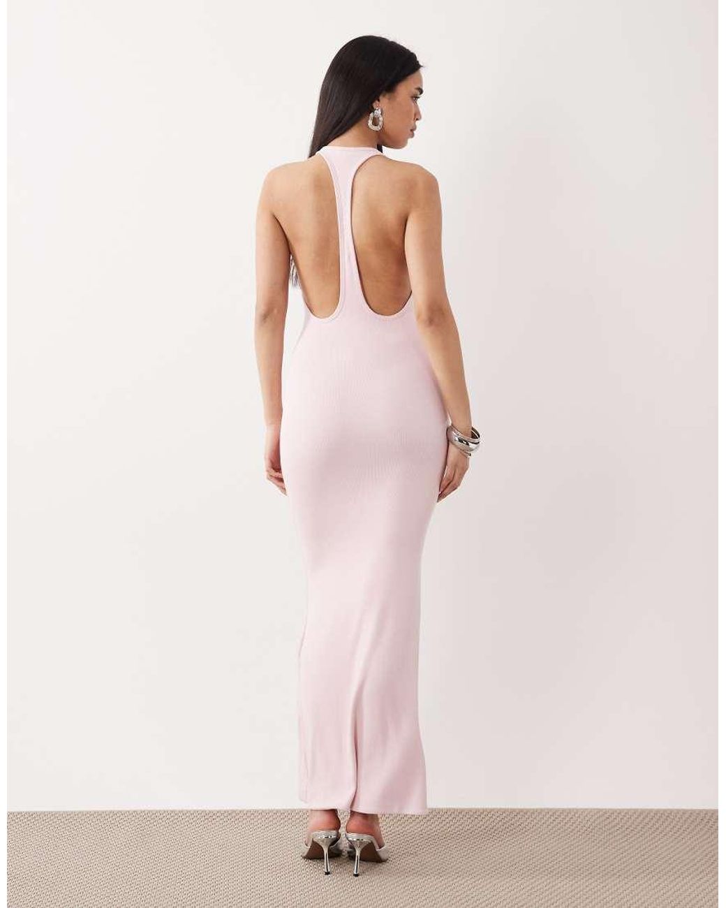 Oh Polly Pink Scoop Neck Jersey Maxi Dress