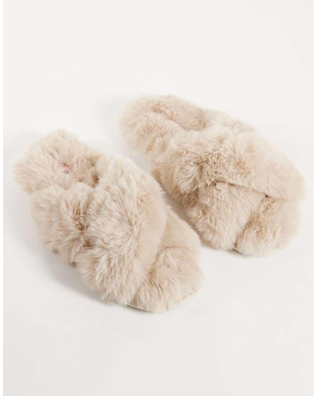 Boux Avenue Natural Cross Band Fluffy Slipper
