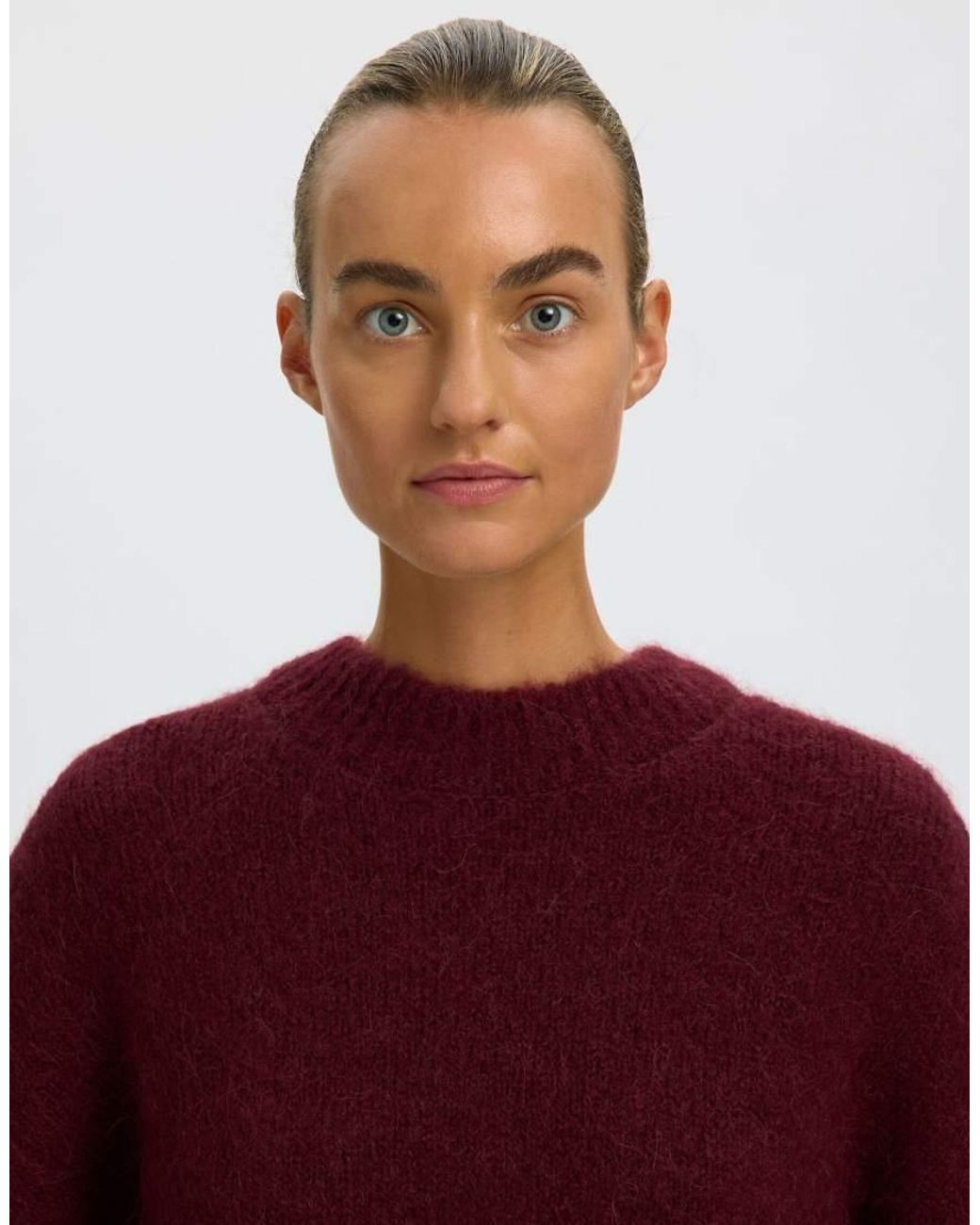 SELECTED Red Gabriella Oversized Ribbed Wool Blend Crew Neck Jumper