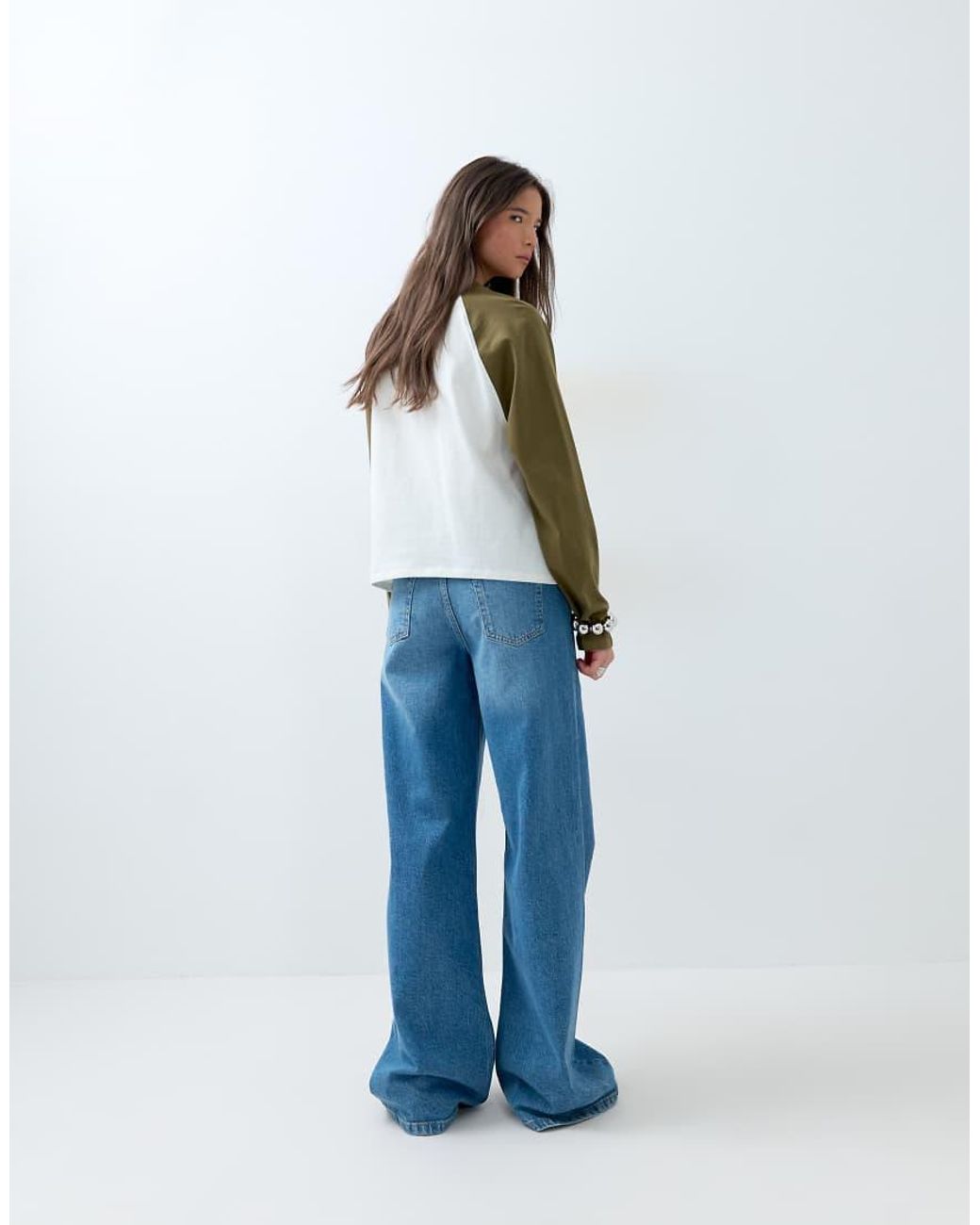 ASOS Brown Boxy Raglan With Contrast Sleeves