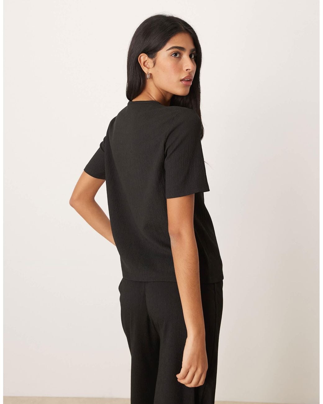 Jdy Black Textured T-shirt Co-ord