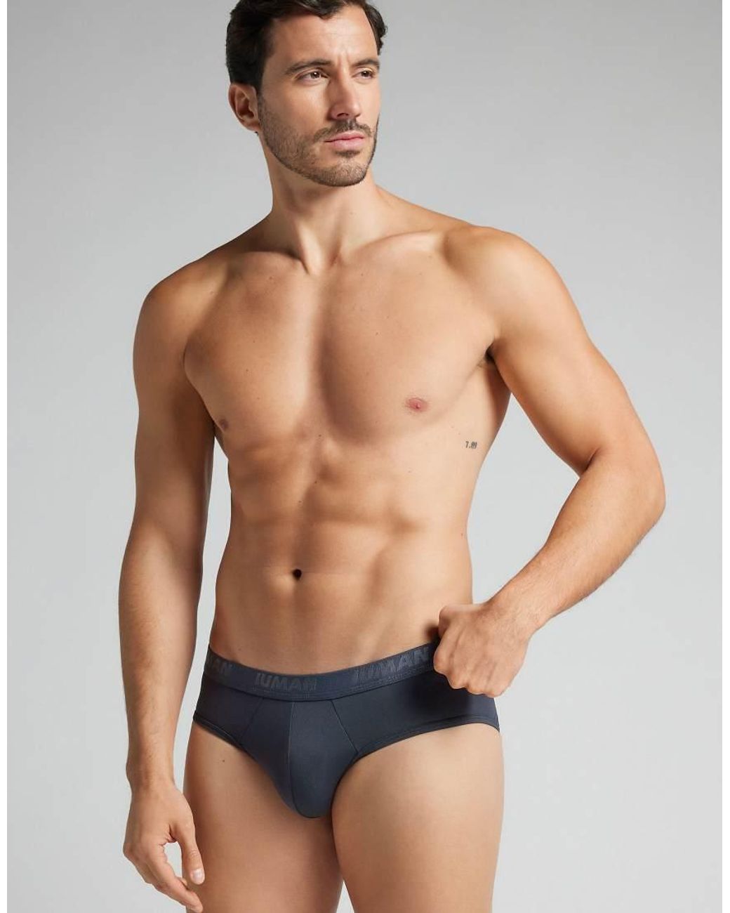 Intimissimi Blue Microfibre Briefs With Logo for men