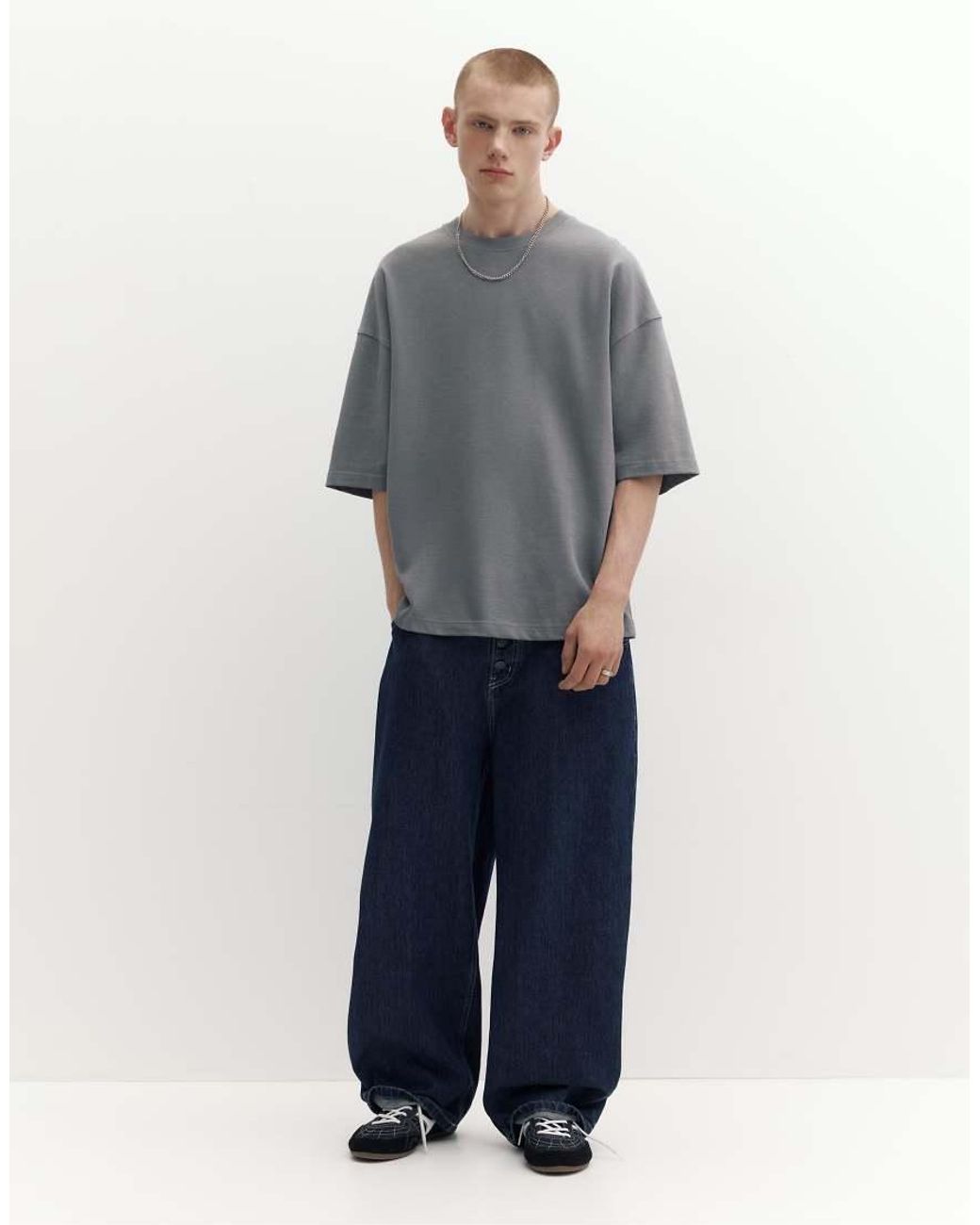 Pull&Bear Gray Loose Fit T-shirt for men