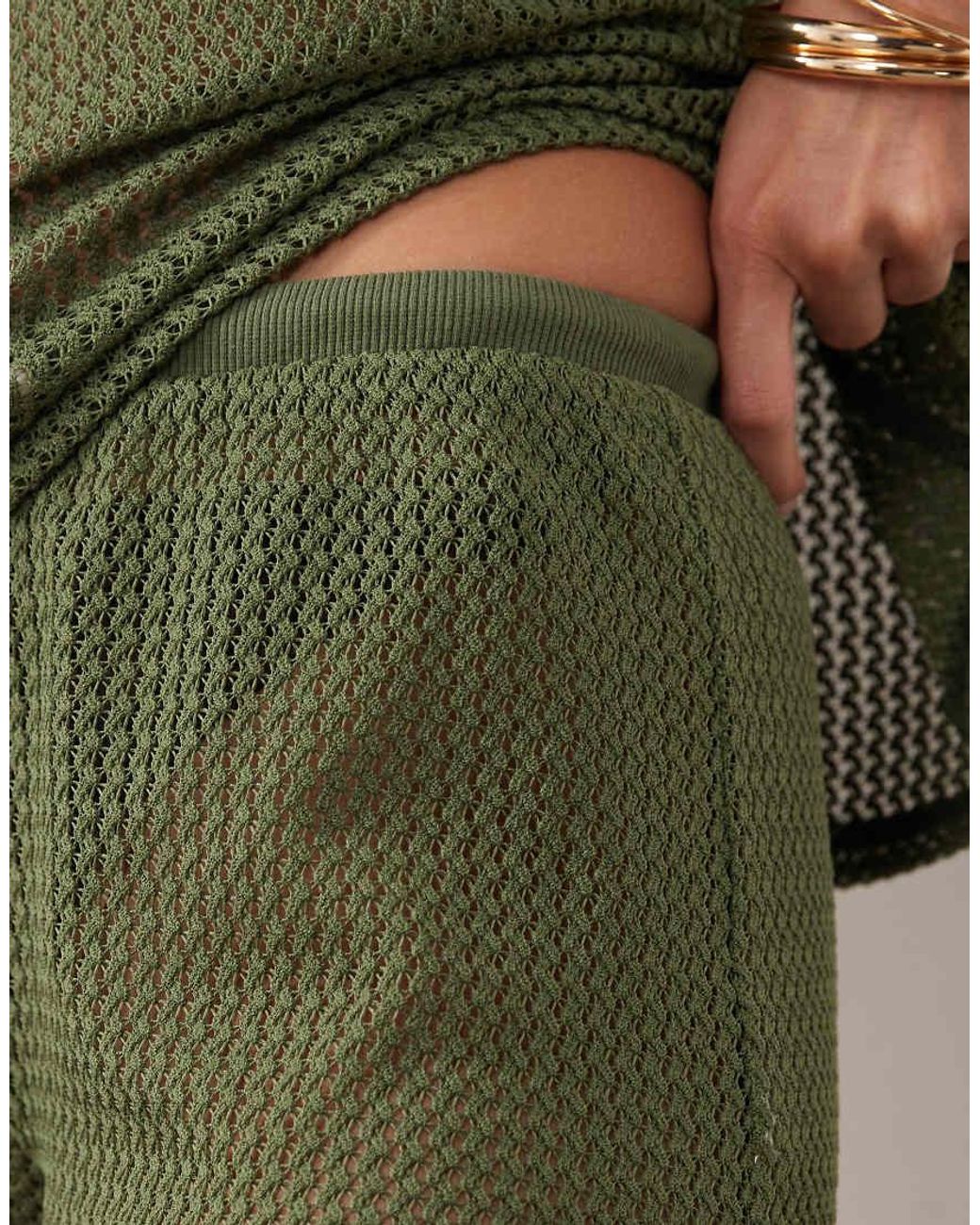 Kaiia Green Exclusive Crochet Oversized Shorts