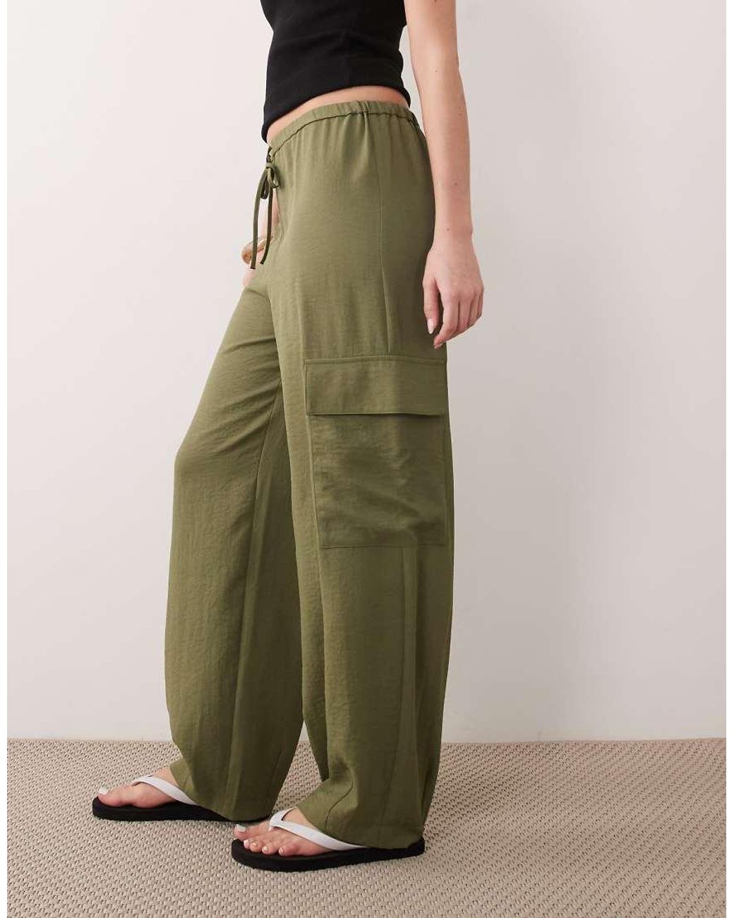 Miss Selfridge Green Tailored Fluid Cargo Pants