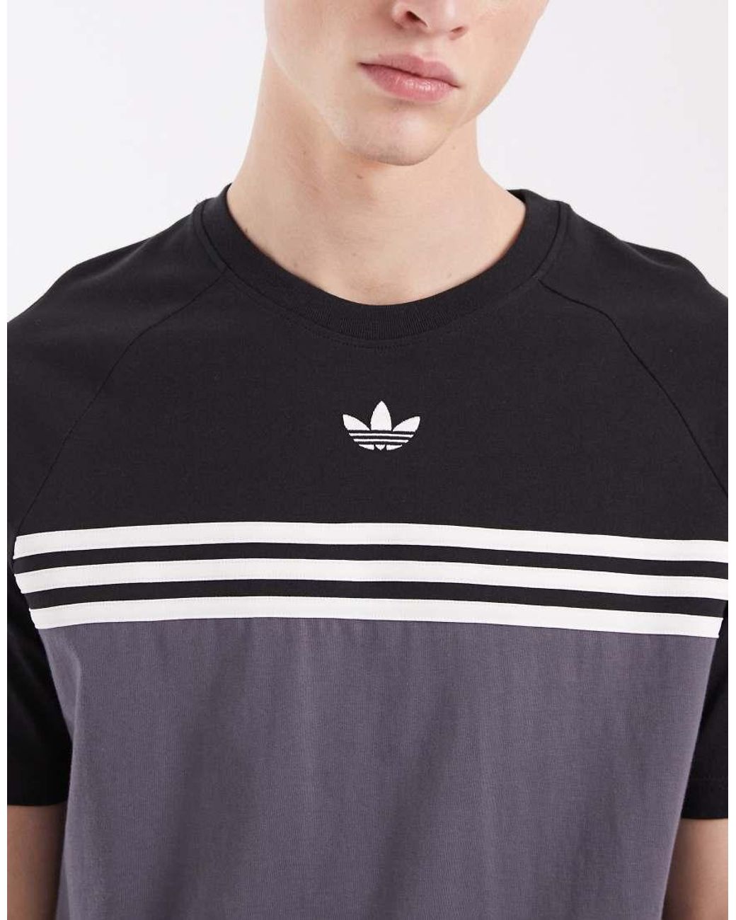Adidas Originals Blue Chest Stripe T-Shirt for men