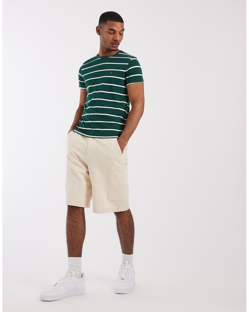 Tommy Hilfiger Green Stripe Slim Fit T-Shirt for men
