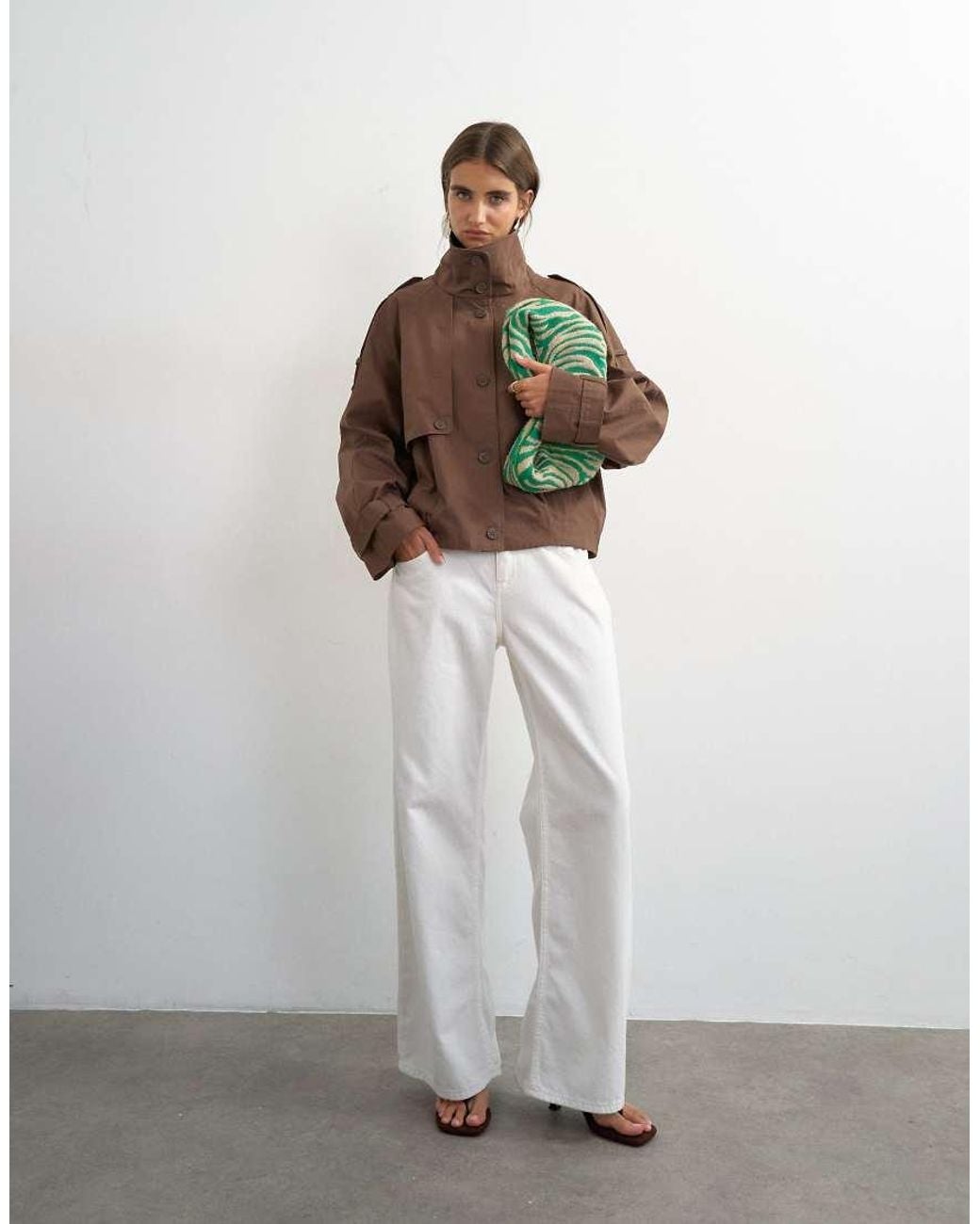 TOPSHOP Brown Cropped Trench