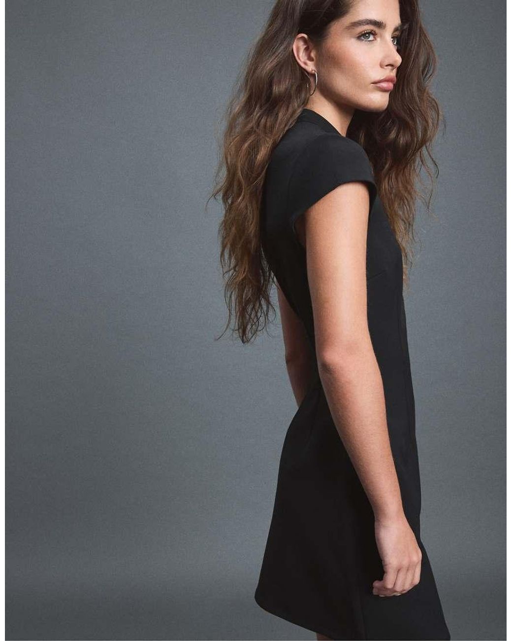 Stradivarius Blue Short Stand Collar Dress
