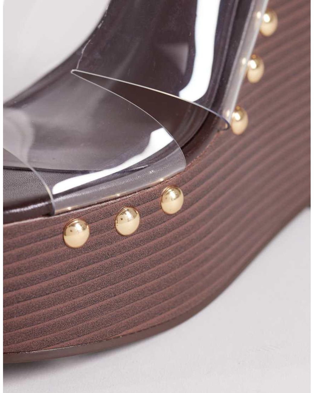 ASOS Brown Tamara Cut Out Studded Wedge Sandals