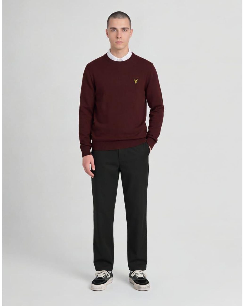 Lyle & Scott Purple Mid Knits Knitted Crew Neck Jumper for men