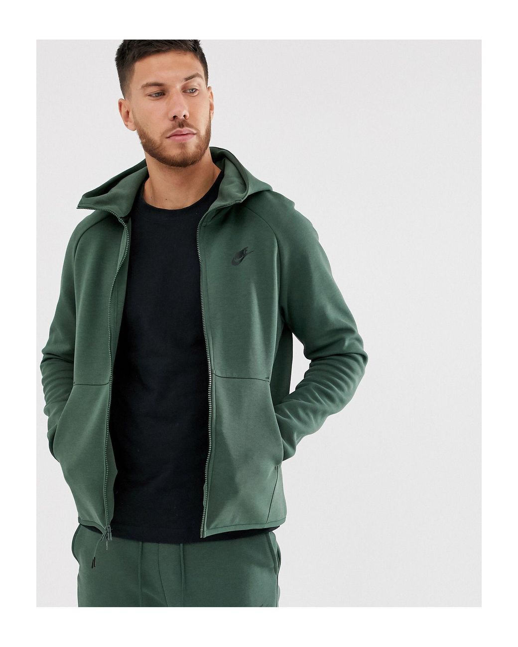 Khaki nike tech tracksuit top