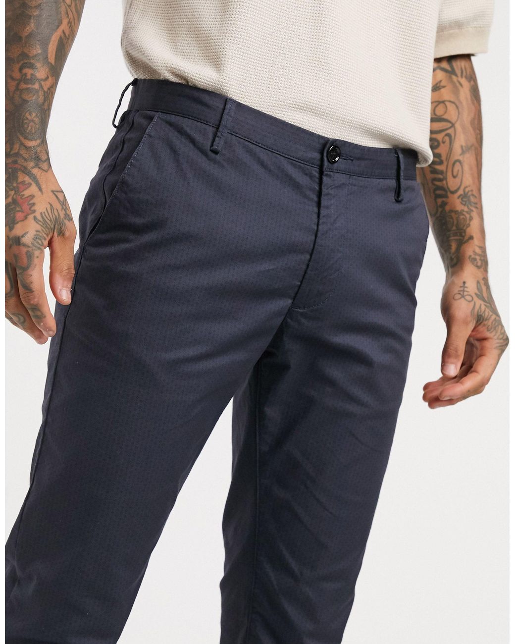BOSS by HUGO BOSS Rice 3d Slim Fit Chinos in Blue for Men | Lyst UK