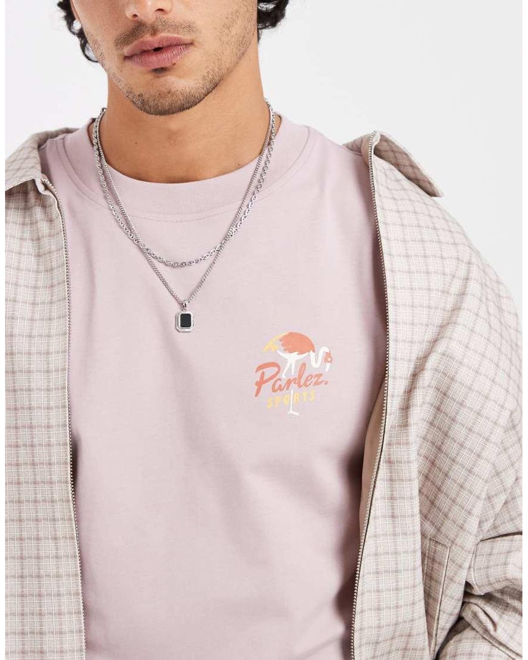 Parlez Pink Short Sleeve Marion T-Shirt With Back Graphic for men
