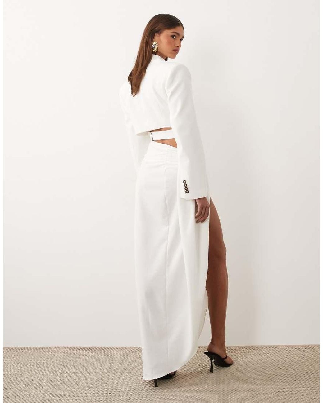 ASOS Natural Asos X The Sourced Collection Draped Maxi Skirt
