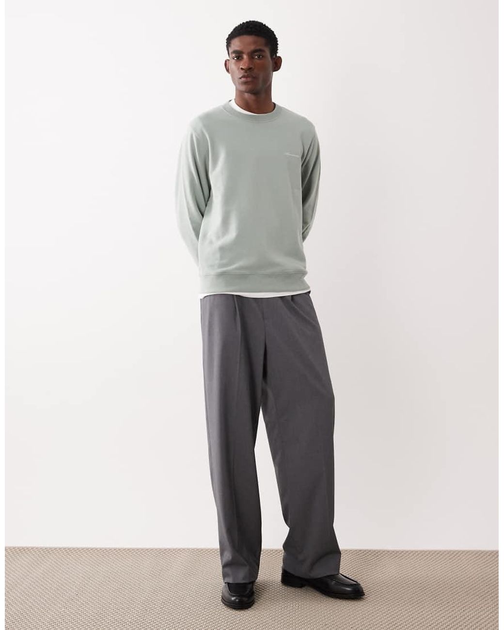 Abercrombie & Fitch Gray Script Logo Premium Sweatshirt for men