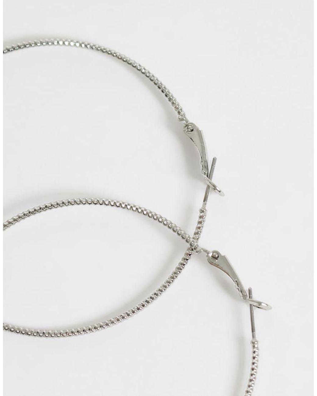 Reclaimed Vintage Metallic Large Y2K Skinny Hoop Earrings
