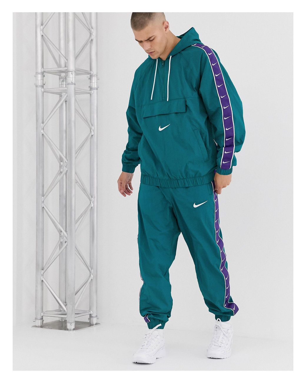 Nike Logo Taping Overhead Jacket in Green for Men | Lyst