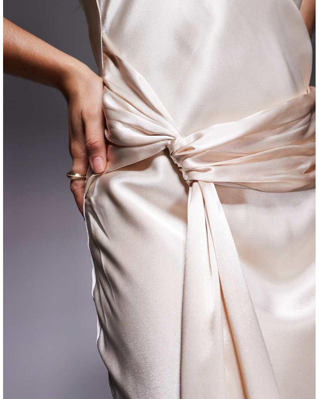 Forever New Purple Satin Halter Neck Knot Drape Detail Maxi Dress