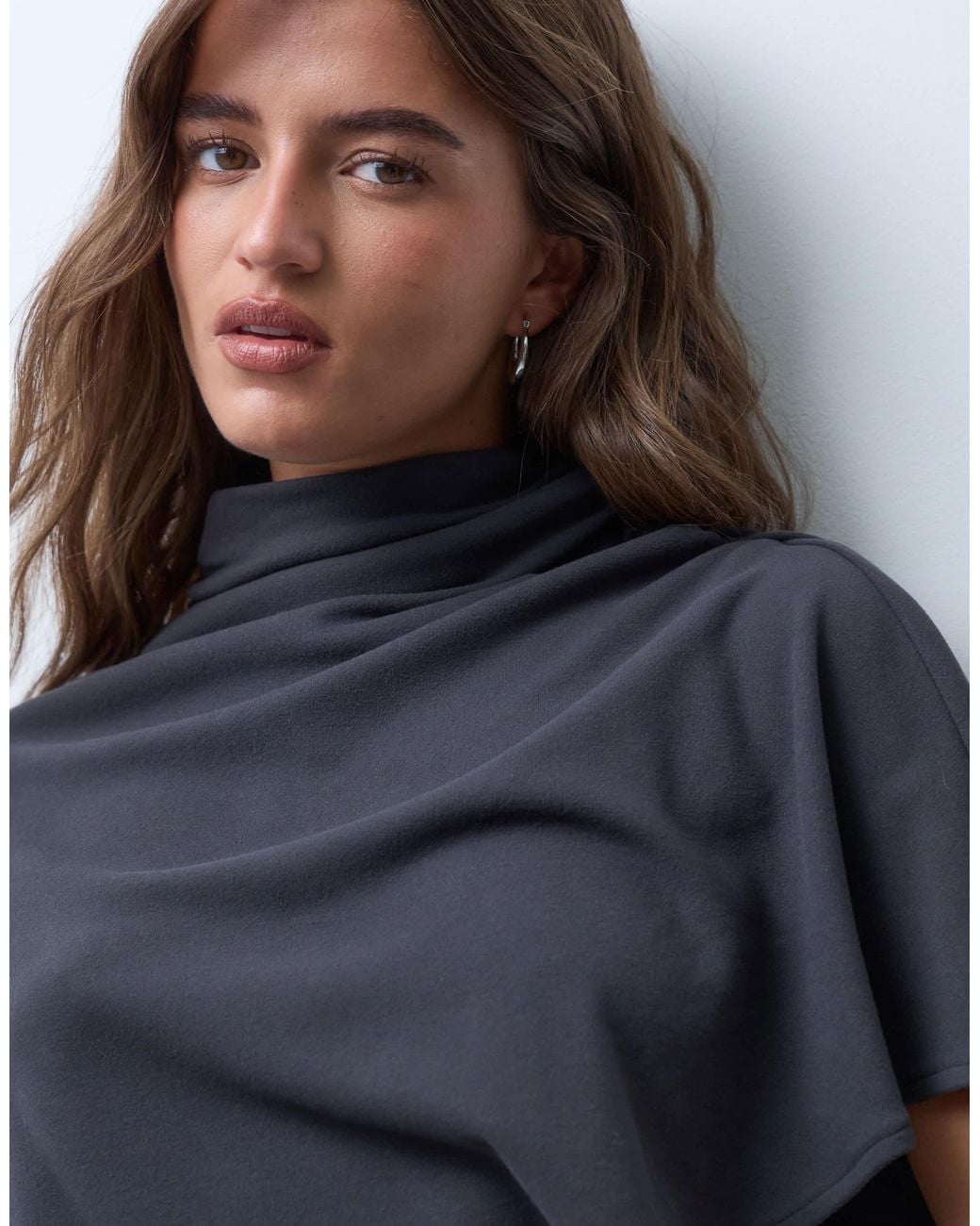 ASOS Blue Supersoft Drape Cape Top