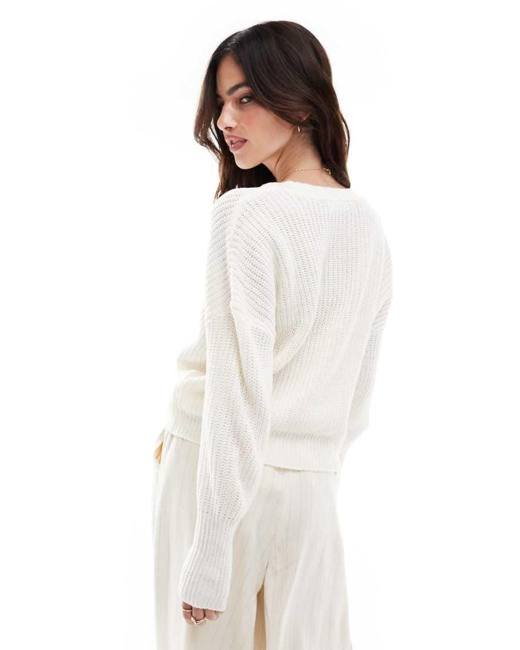 Vero Moda White Button Through Chunky Rib Cardigan