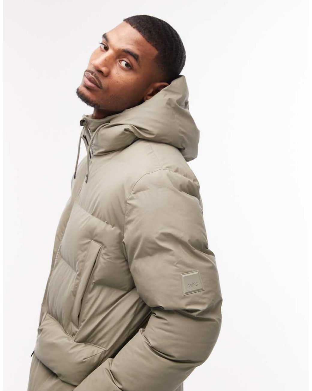 Rains Gray 15210 Alta Longline Puffer Jacket for men
