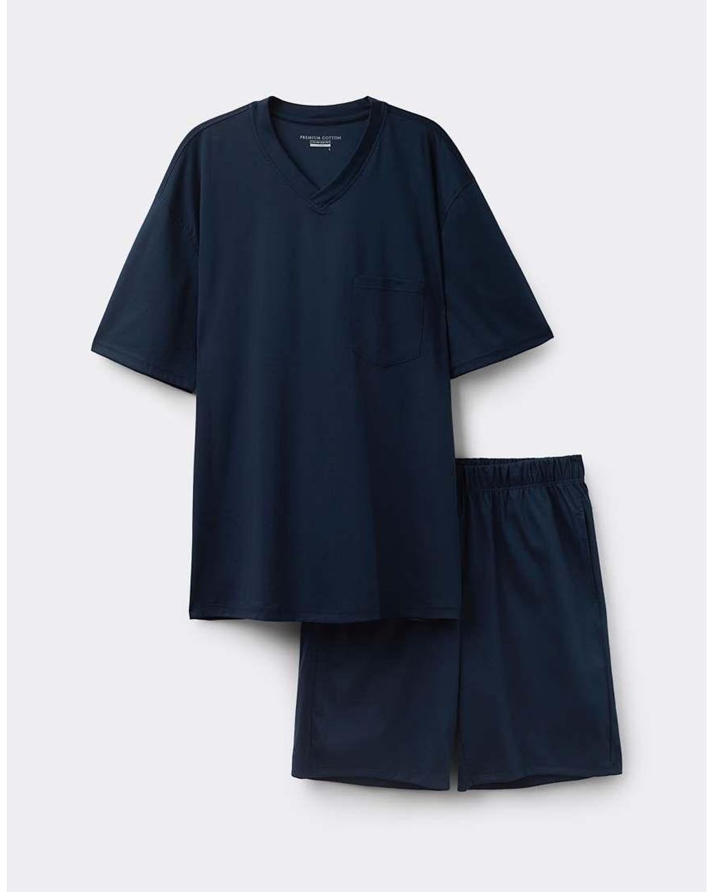 Intimissimi Blue Short Mercerised Premium Cotton Pyjamas for men