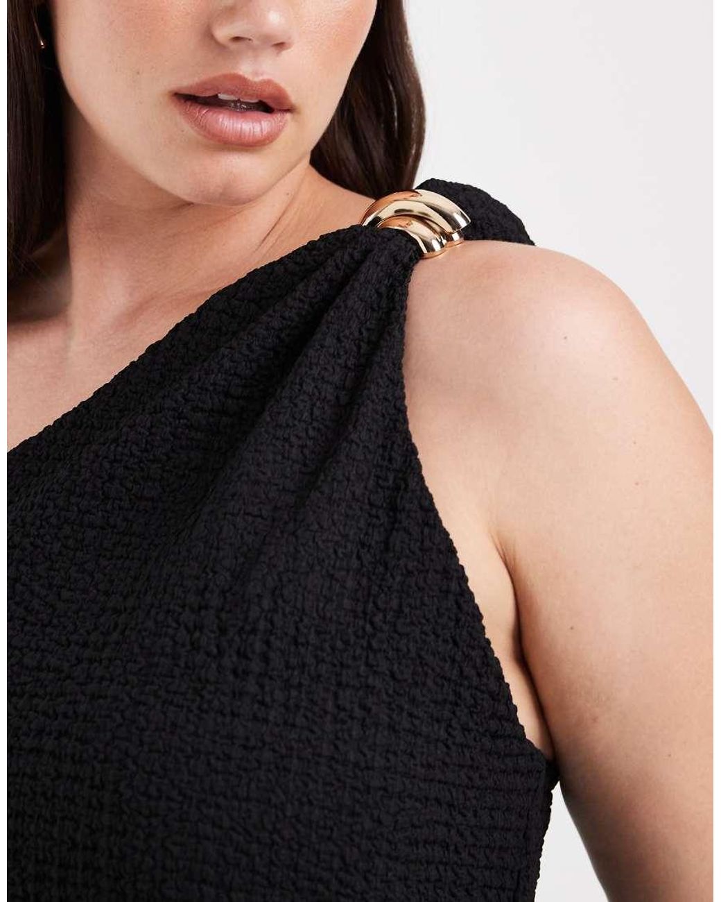 ONLY Black Assymetric Crinkled Textured Top