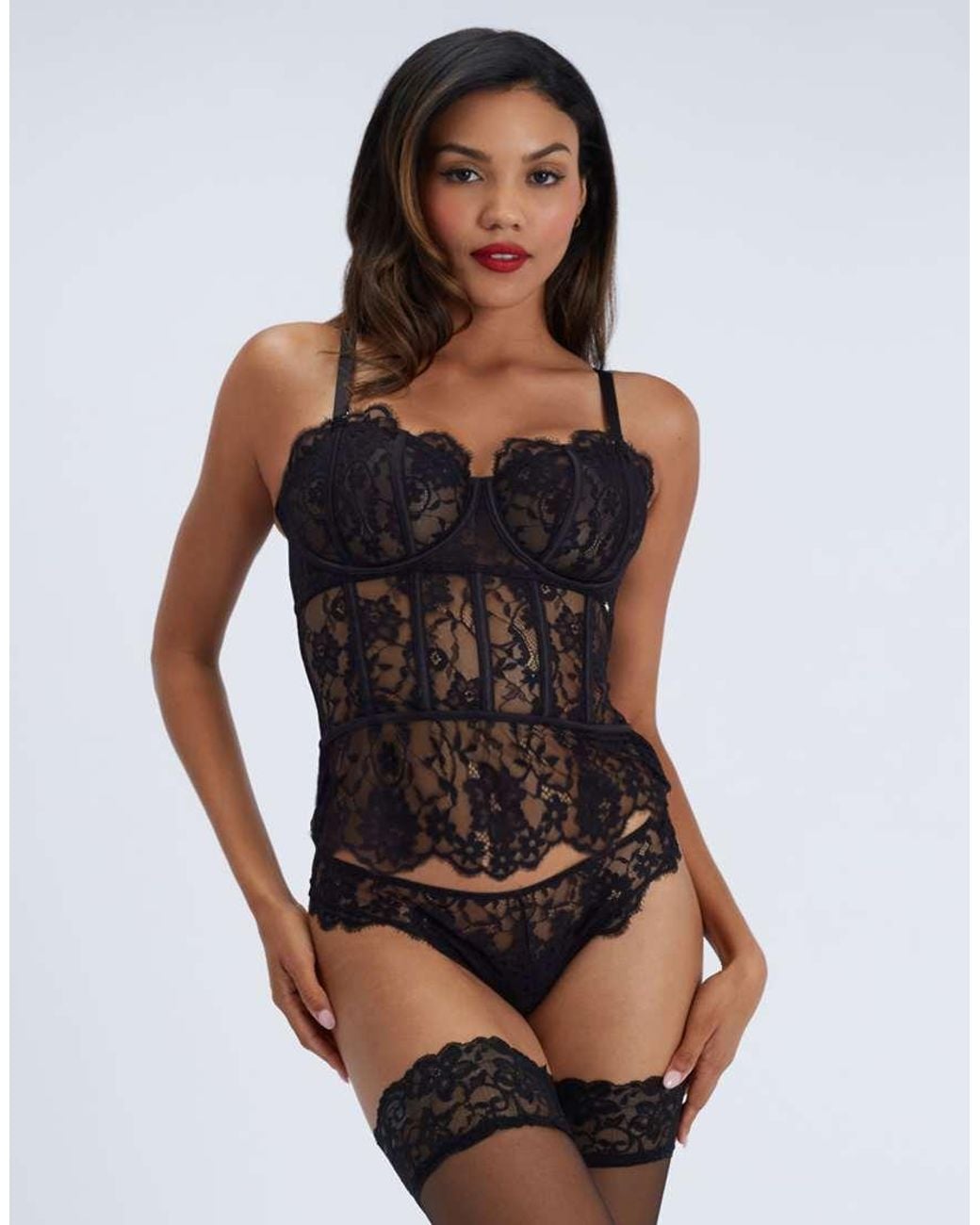 Boux Avenue Black Clemencie Lace Balconette Basque Floral Underwired Lingerie