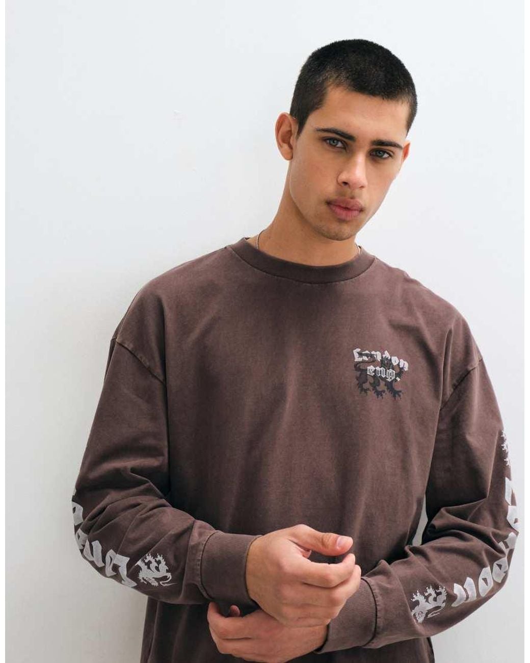 Hollister Brown Back Graphic Long Sleeve T-shirt for men