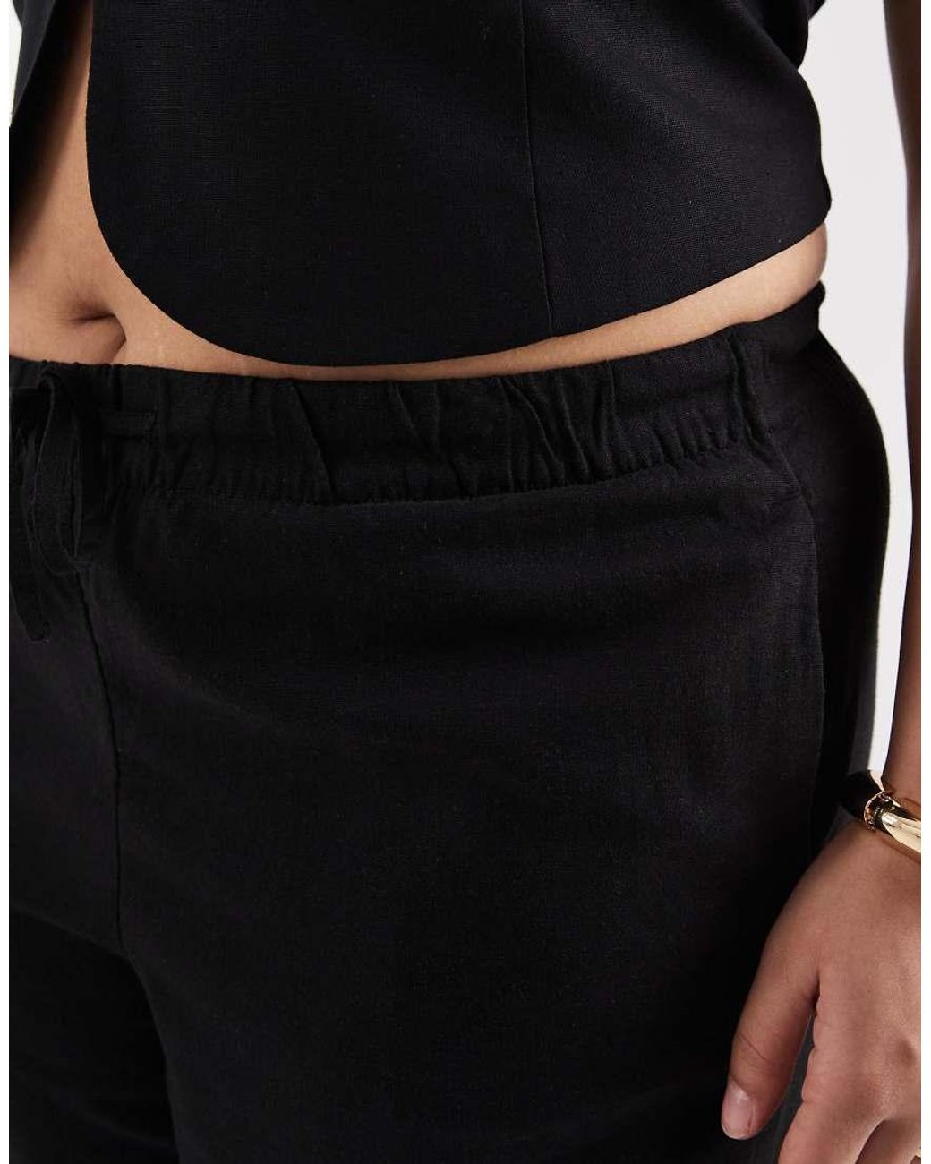ONLY Black Linen Blend Trousers Co-ord