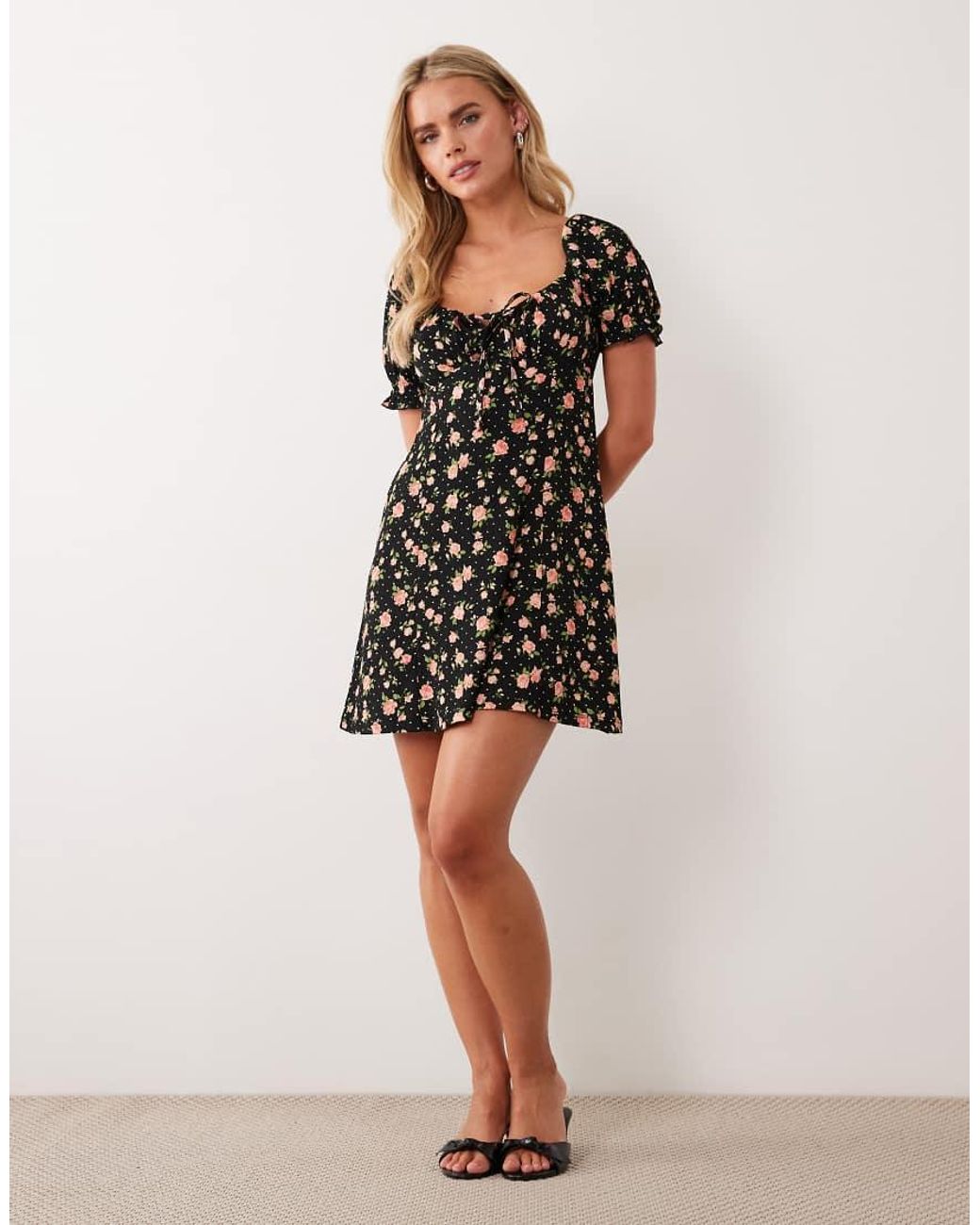 New Look Black Ditsy Floral Mini Dress