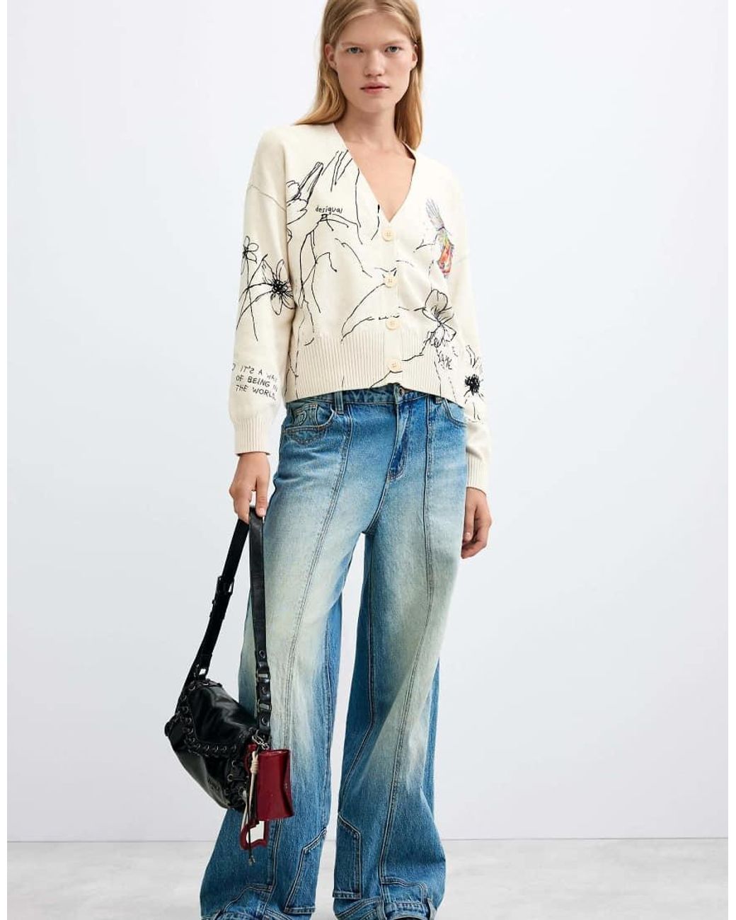 Desigual White Floral Print Cardigan