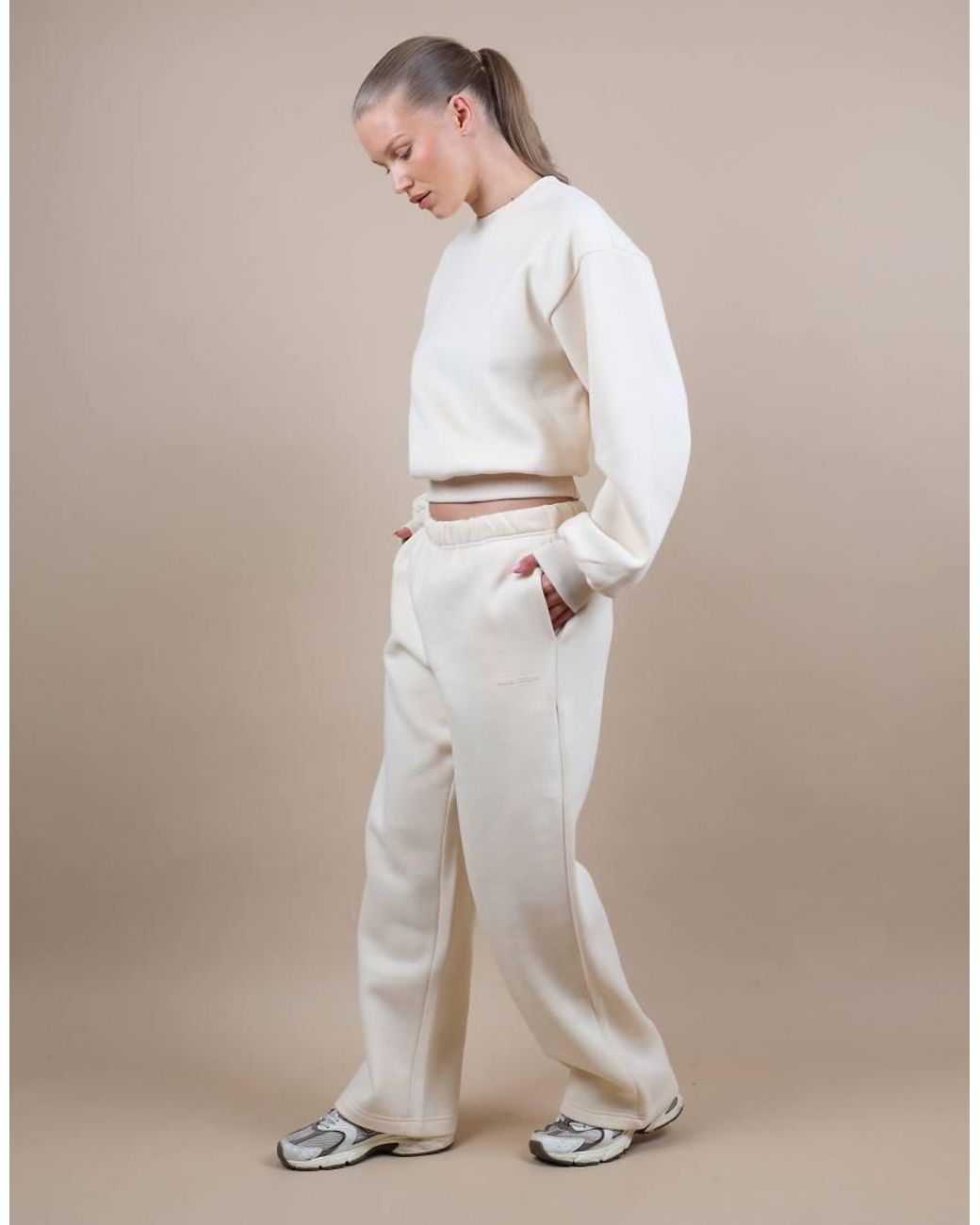 SIMMI Natural Kendall Oversized Cropped Sweatshirt