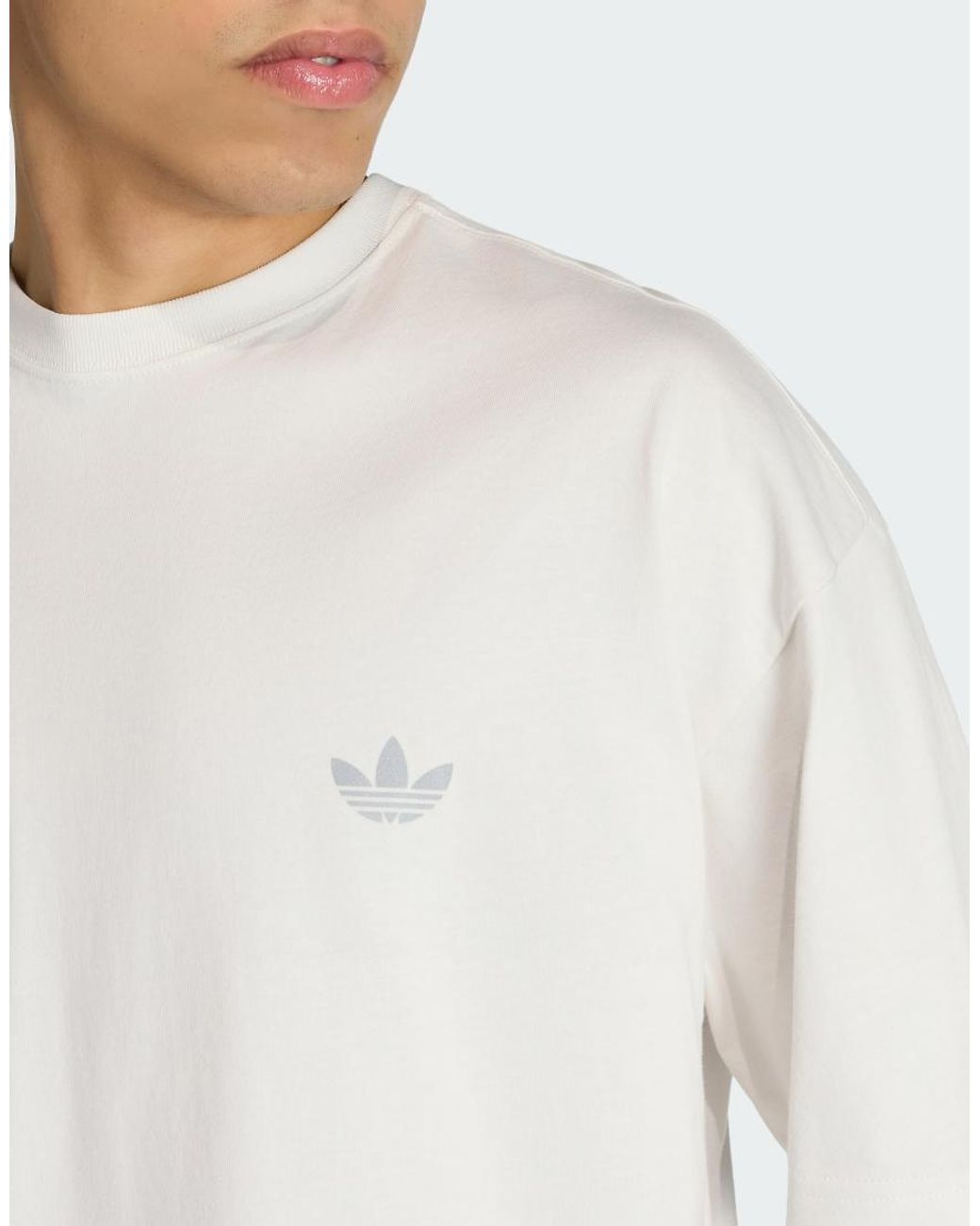 Adidas Originals White Trefoil Essentials Spacer Loose Tee for men
