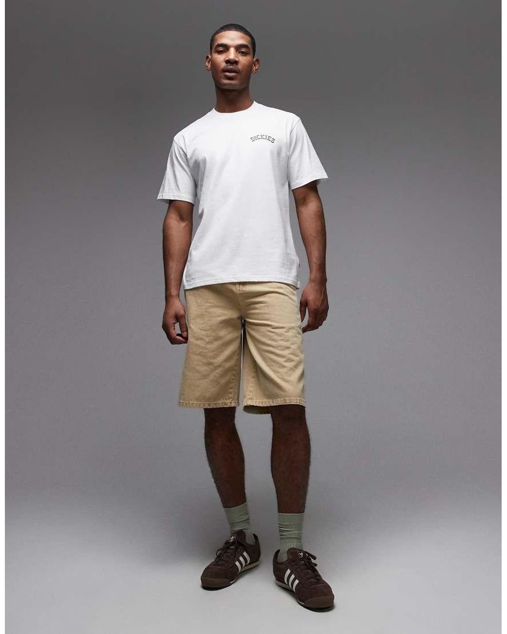 Dickies White 13 Inch Loose Jean Shorts for men
