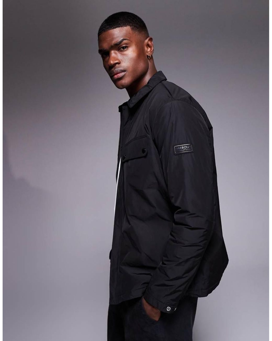 Barbour Blue Padded Ariel Shirt Jacket for men