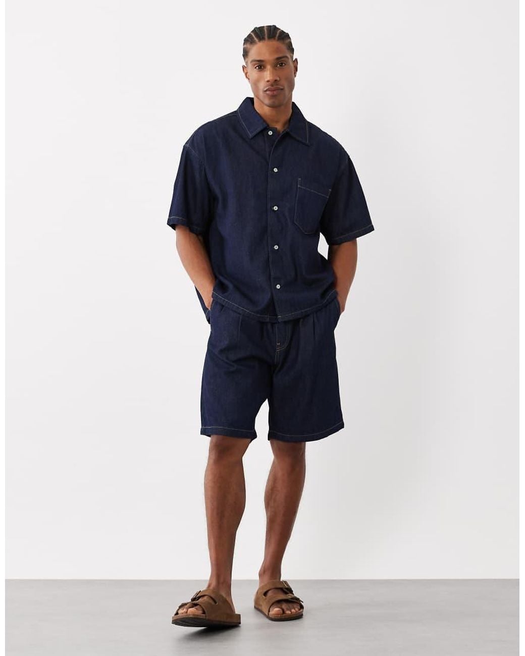 Jack & Jones Blue Short Sleeve Denim Shirt for men