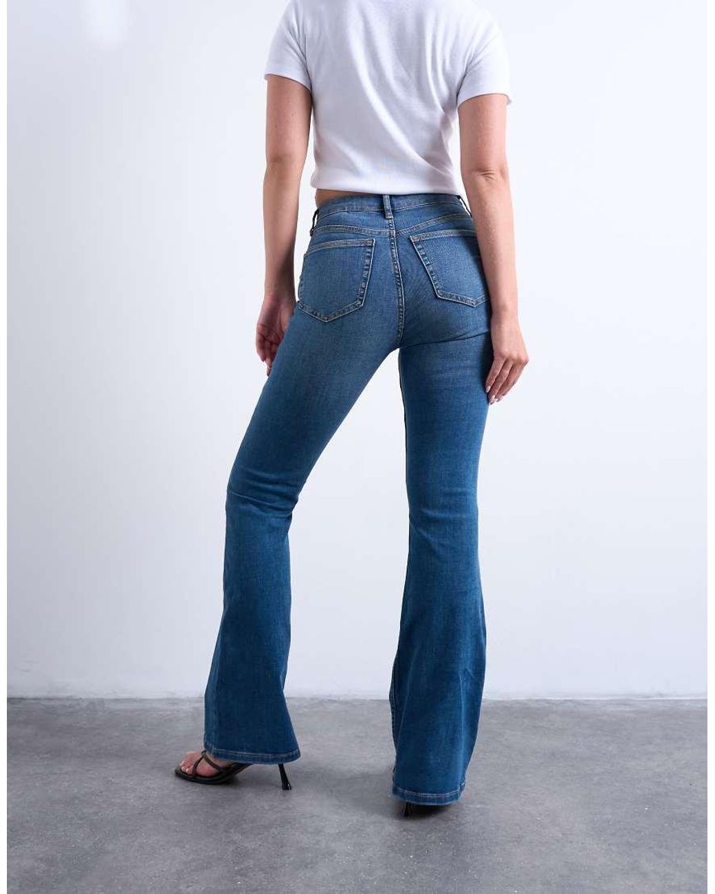Topshop Hourglass Blue Jamie Flare High Rise Jeans