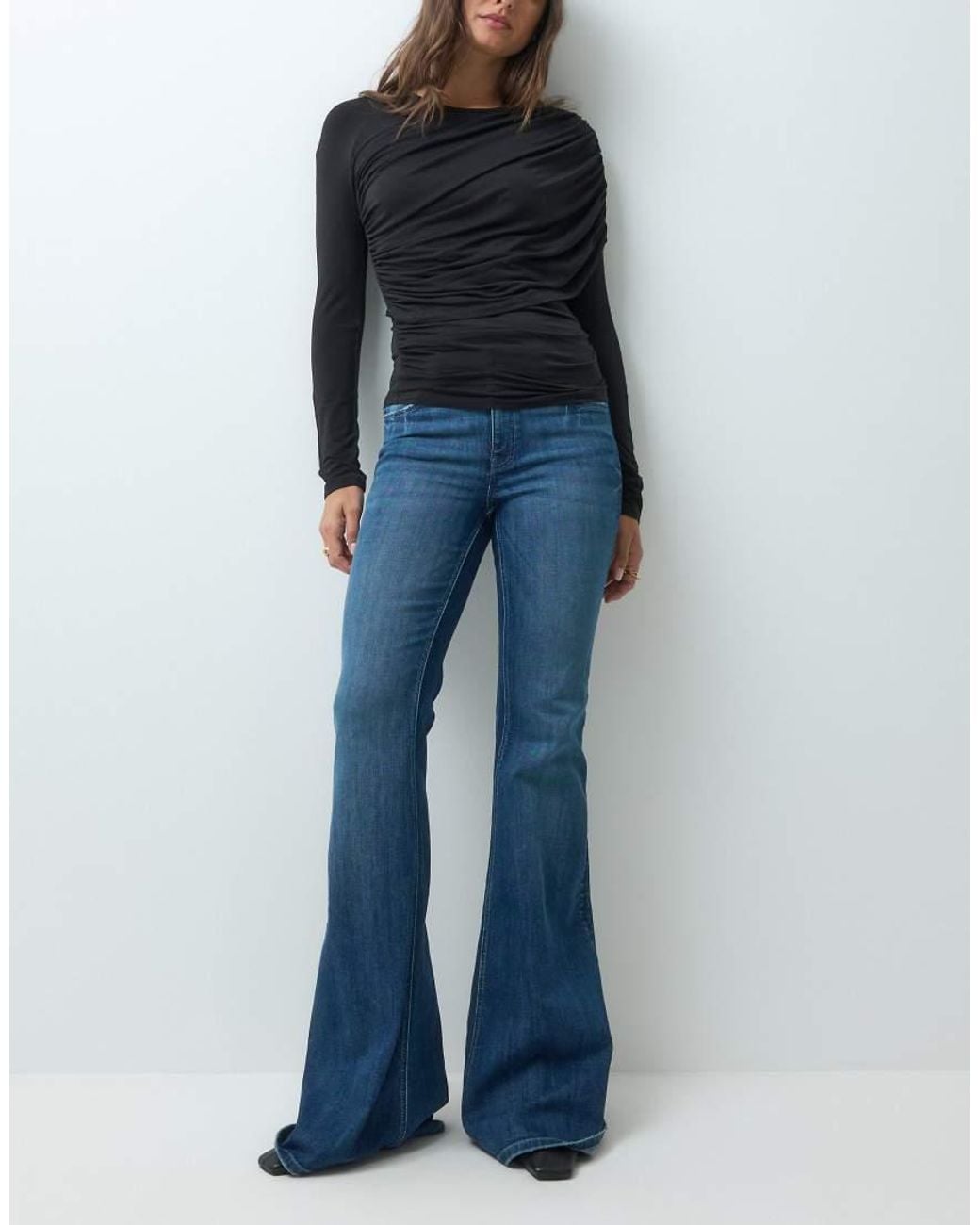 Gina Tricot Blue High Waist Flared Jeans