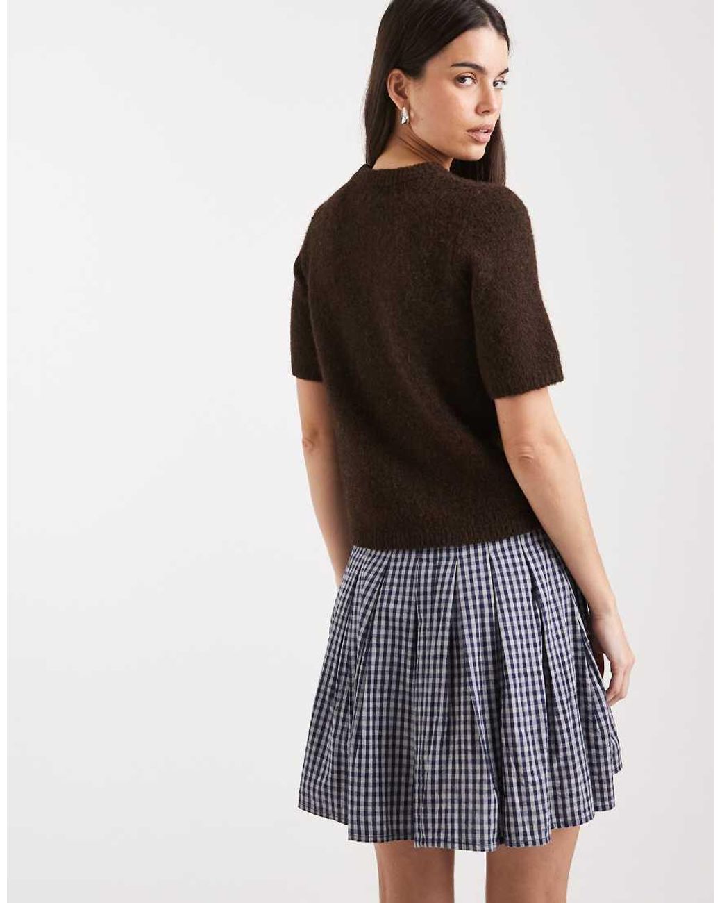 ONLY Blue Pleated Mini Skirt With Tie Waist