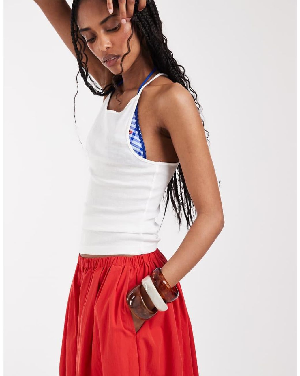 Weekday Red Slim Fit Racer Back Vest