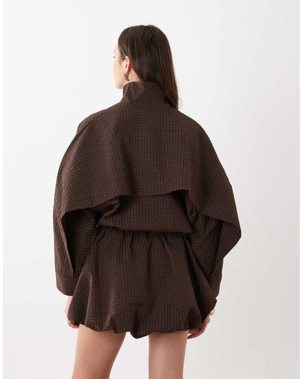 ASOS Natural Track Button Down Mini Dress With Puff Skirt