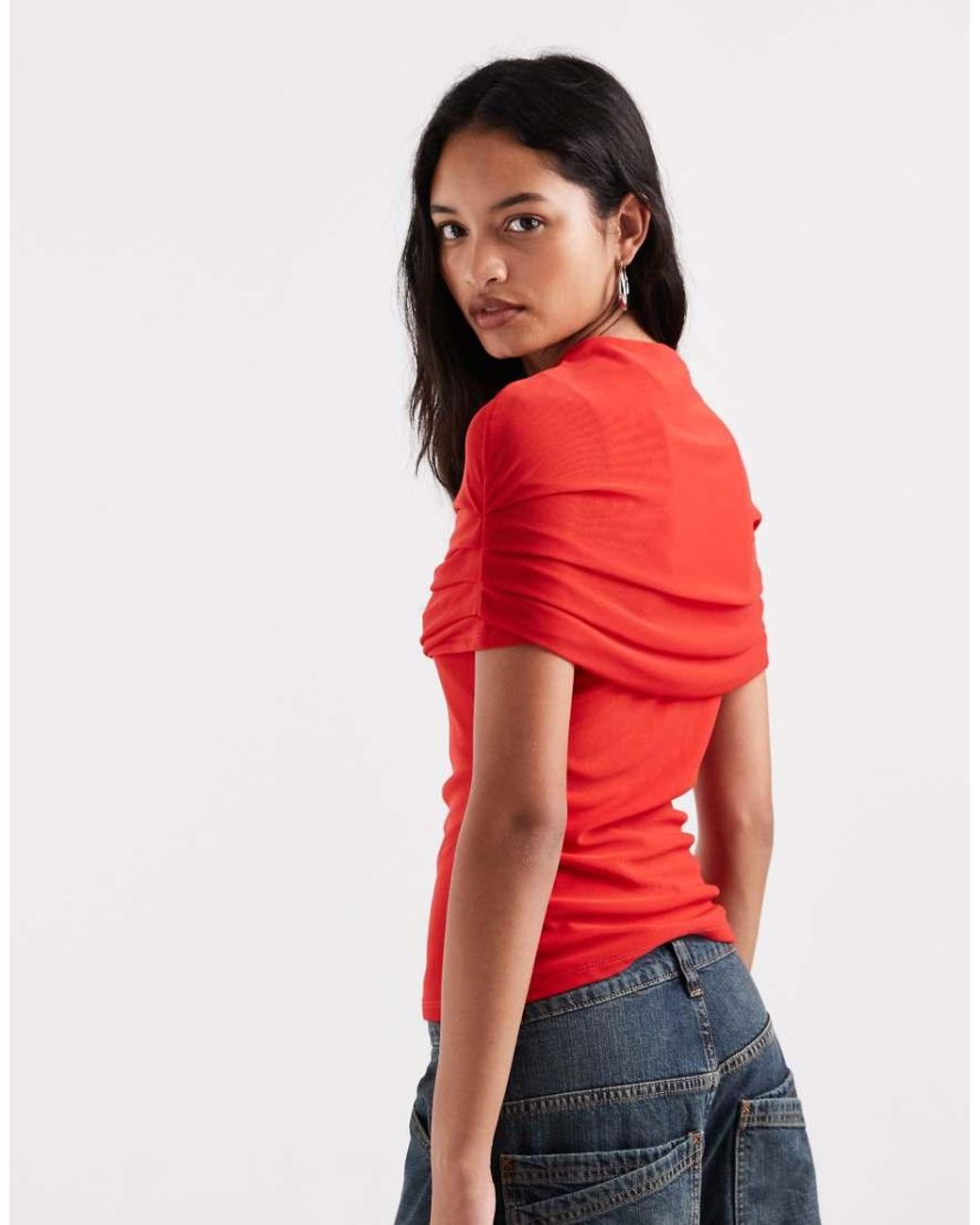 Vero Moda Red Cape Detail Top
