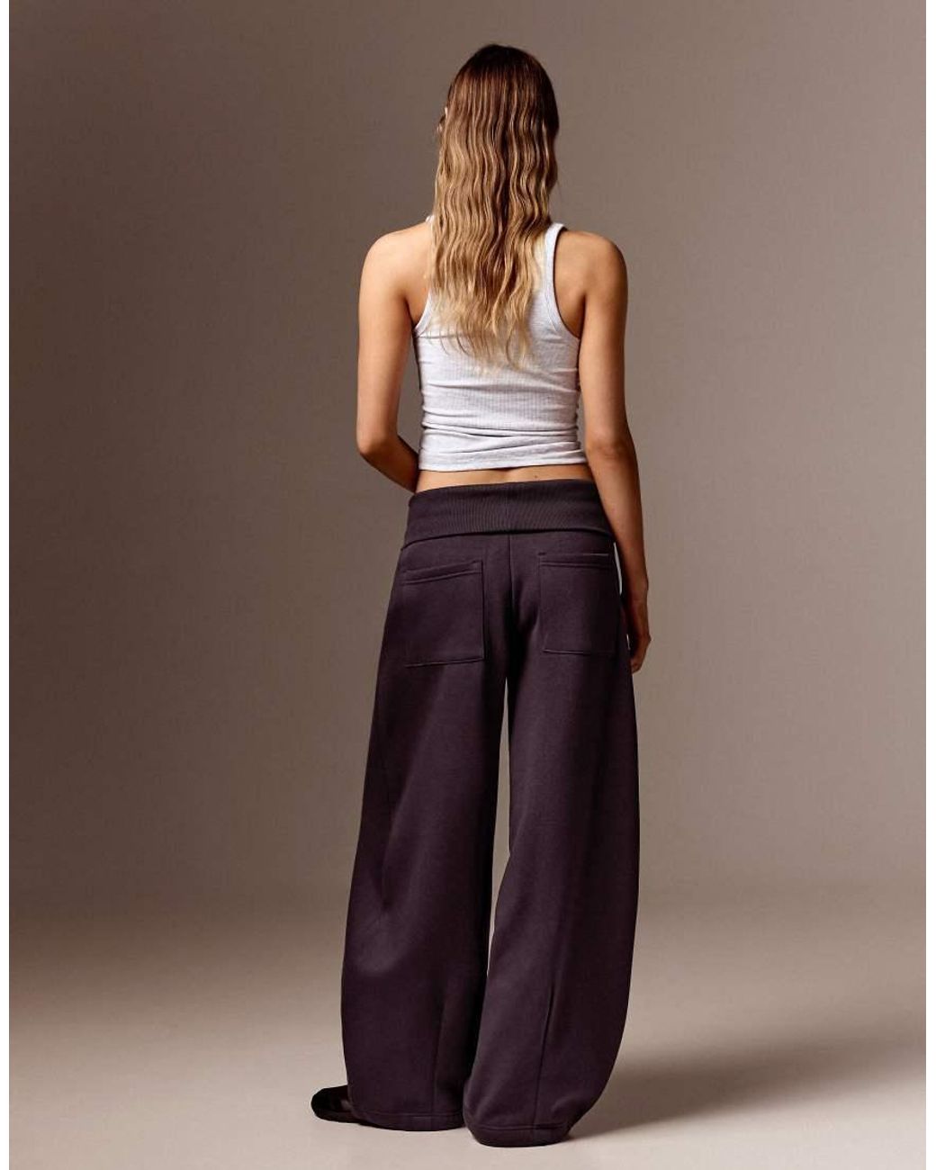 Bershka Purple Barrel Fit Plush Trousers
